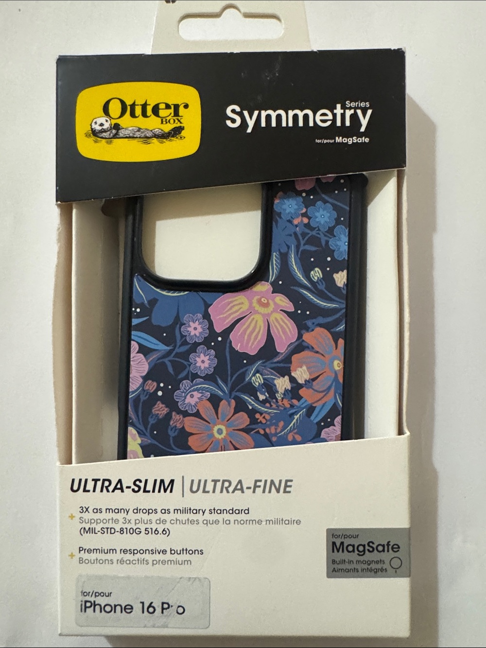 OtterBox Symmetry Series Floral Navy MagSafe Case for iPhone 16 Pro